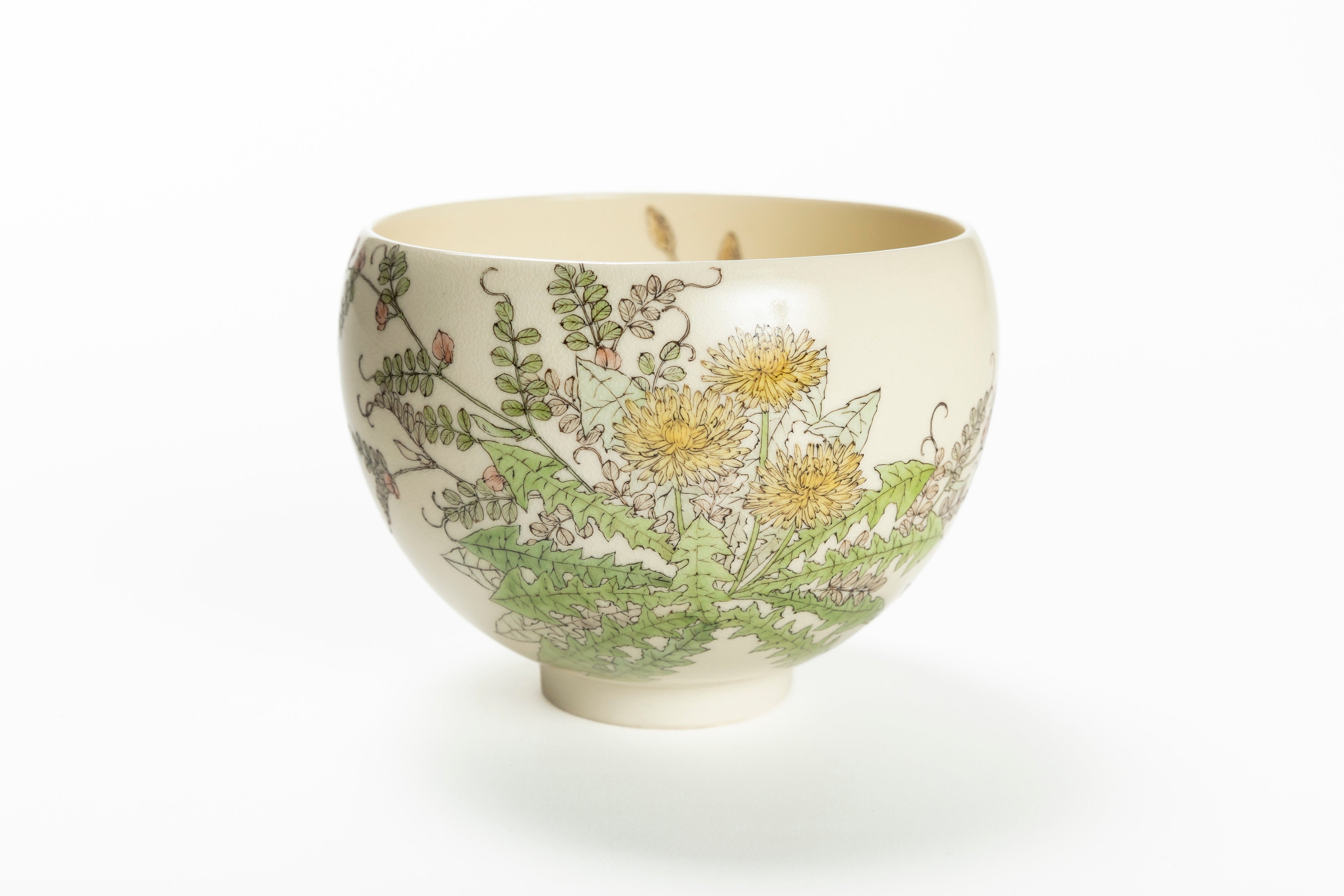 竹内 瑠璃|色絵茶盌「春野に遊ぶ」