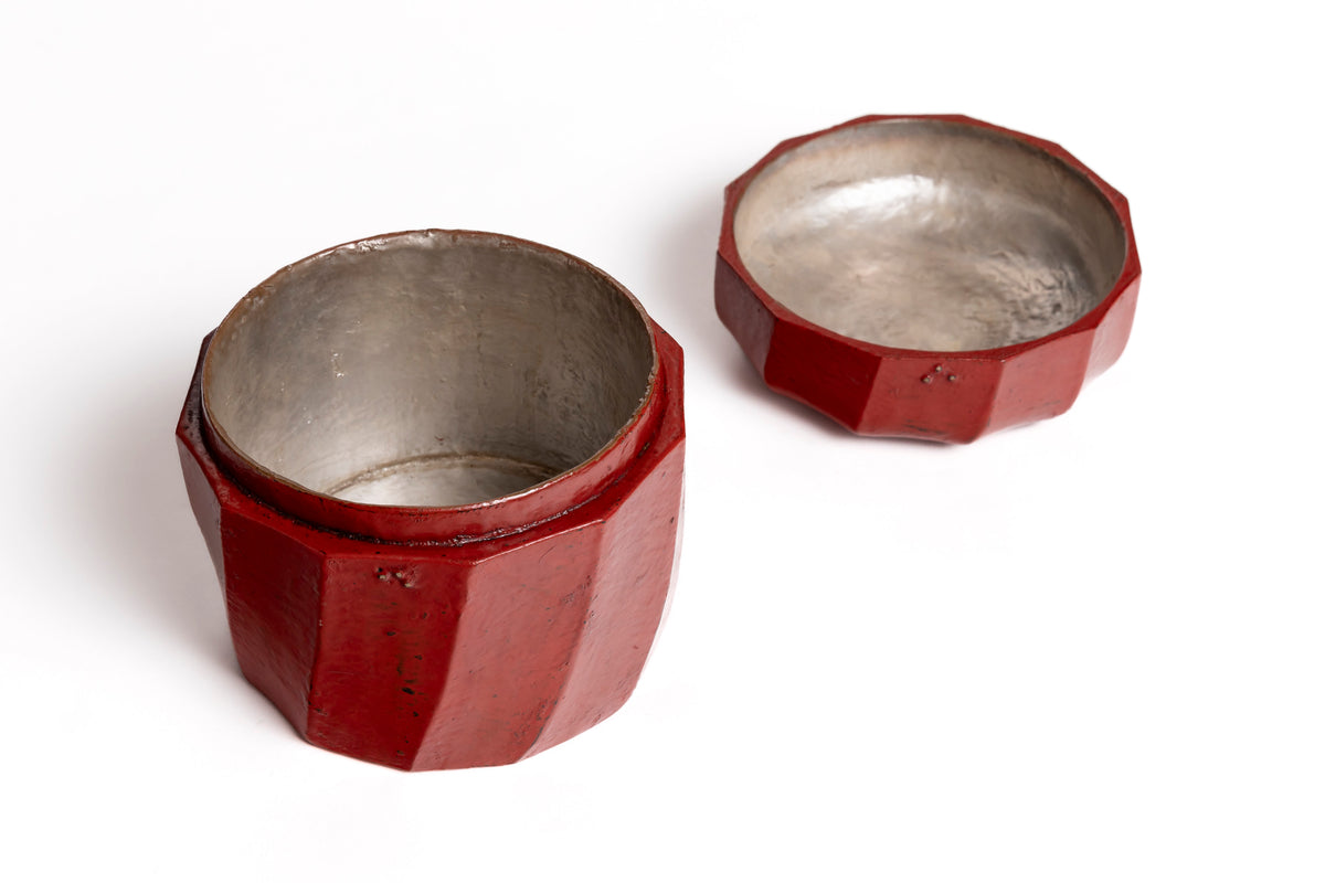 Vermilion Lacquer Shinogi Round Box | Tohru Matsuzaki
