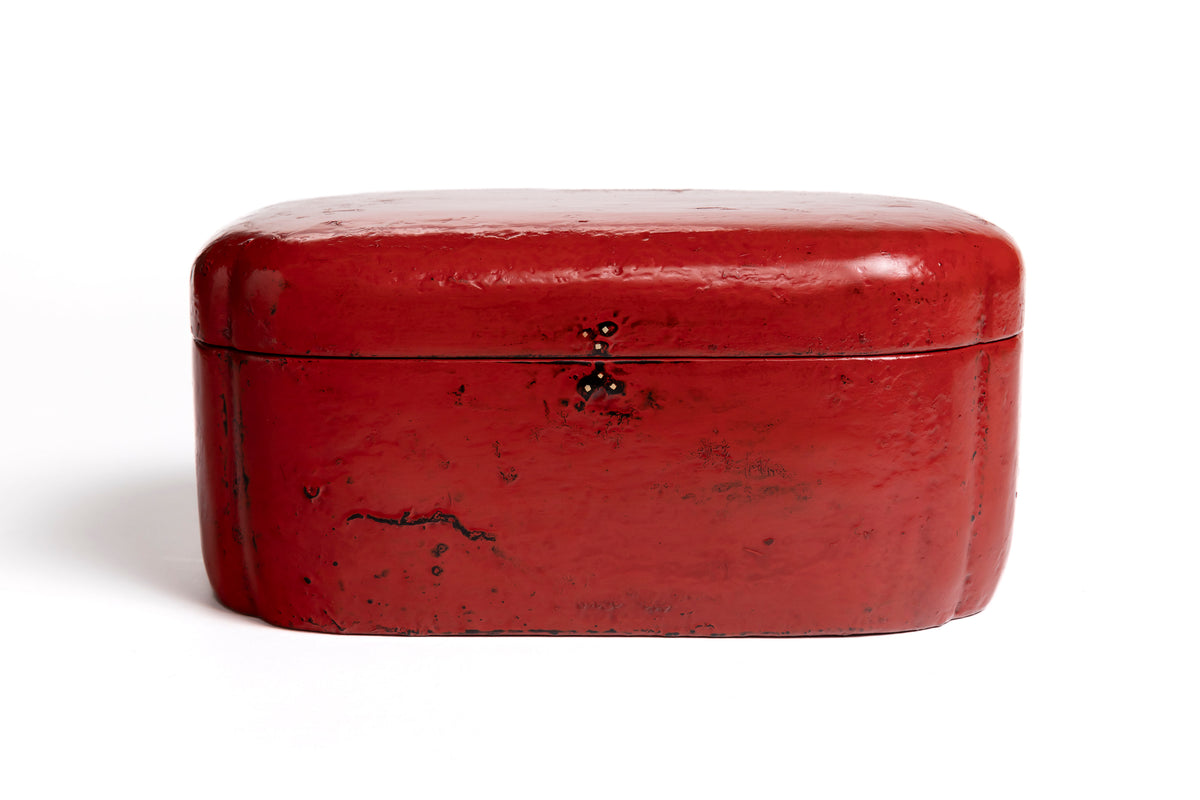 Vermilion Lacquer Box with Indented Corners | Tohru Matsuzaki