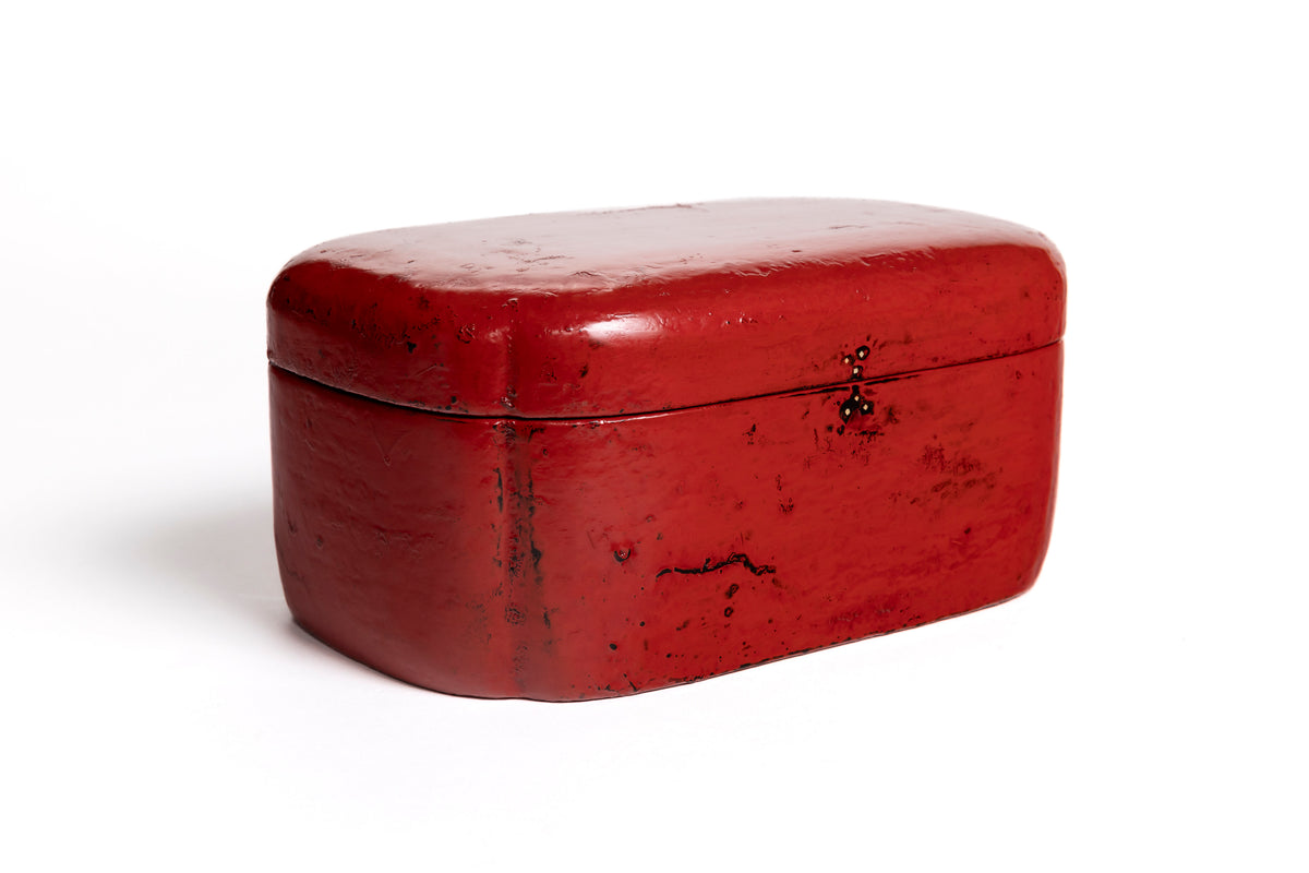 Vermilion Lacquer Box with Indented Corners | Tohru Matsuzaki