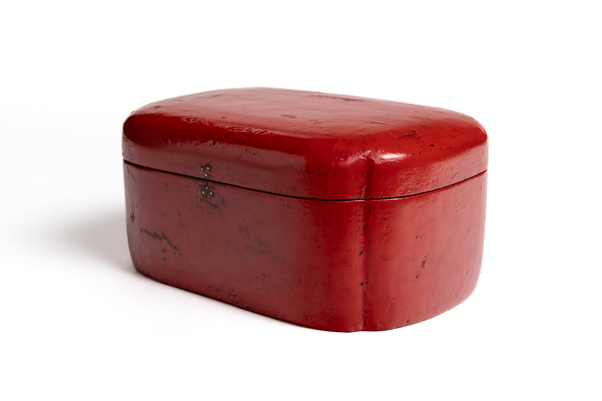 Vermilion Lacquer Box with Indented Corners | Tohru Matsuzaki
