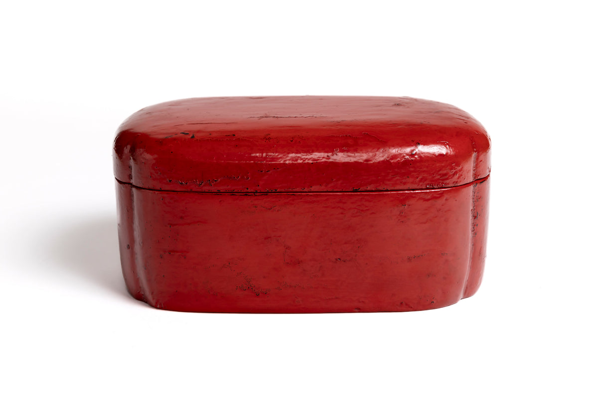 Vermilion Lacquer Box with Indented Corners | Tohru Matsuzaki