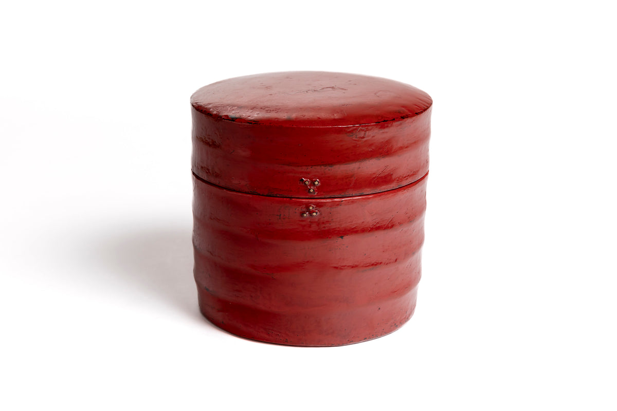 Vermilion Lacquer Shinogi Round Box | Tohru Matsuzaki