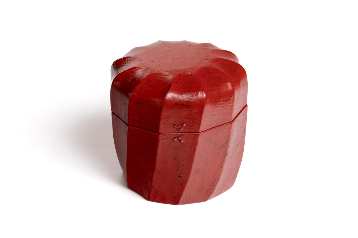 Vermilion Lacquer Shinogi Round Box | Tohru Matsuzaki
