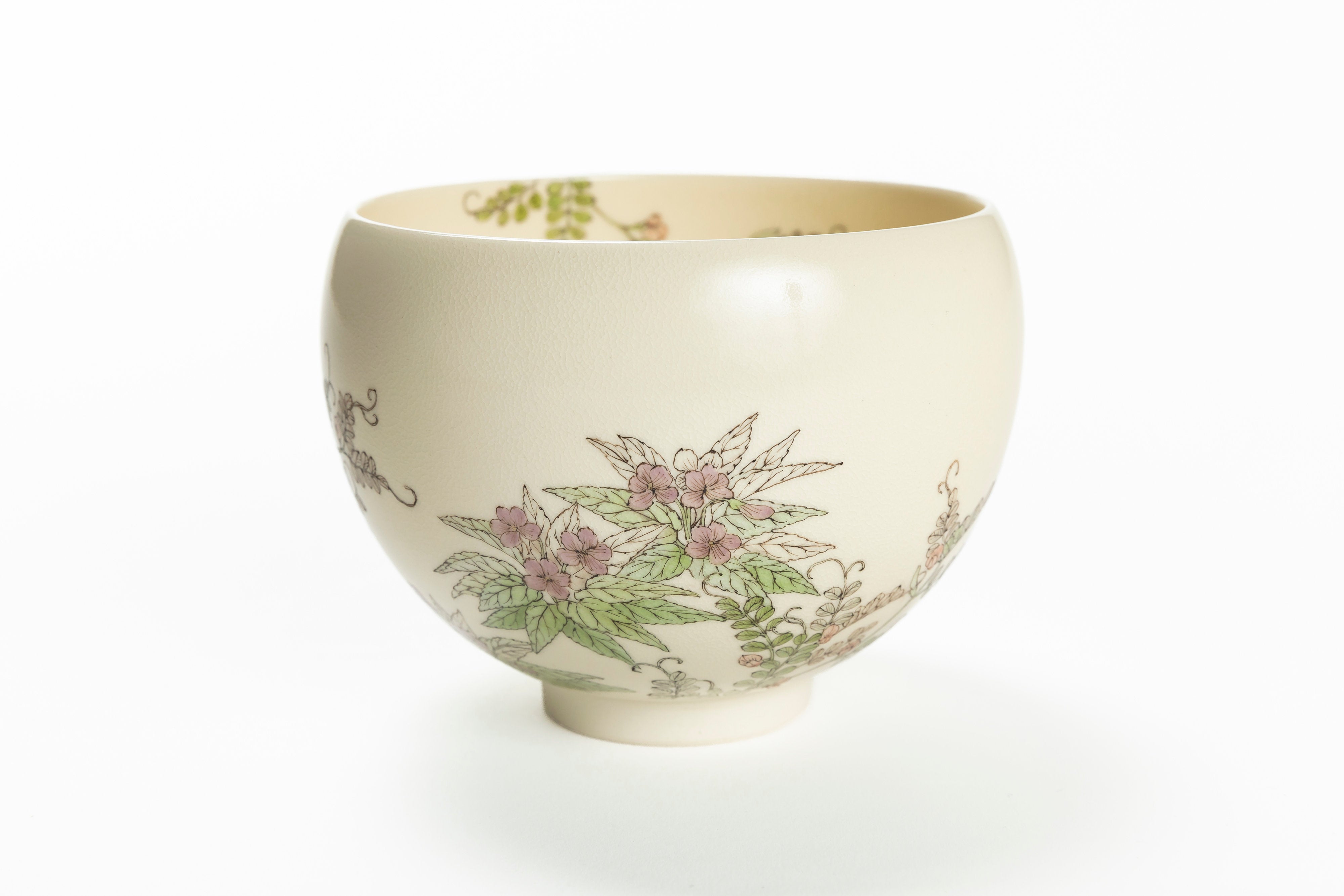 竹内 瑠璃|色絵茶盌「春野に遊ぶ」