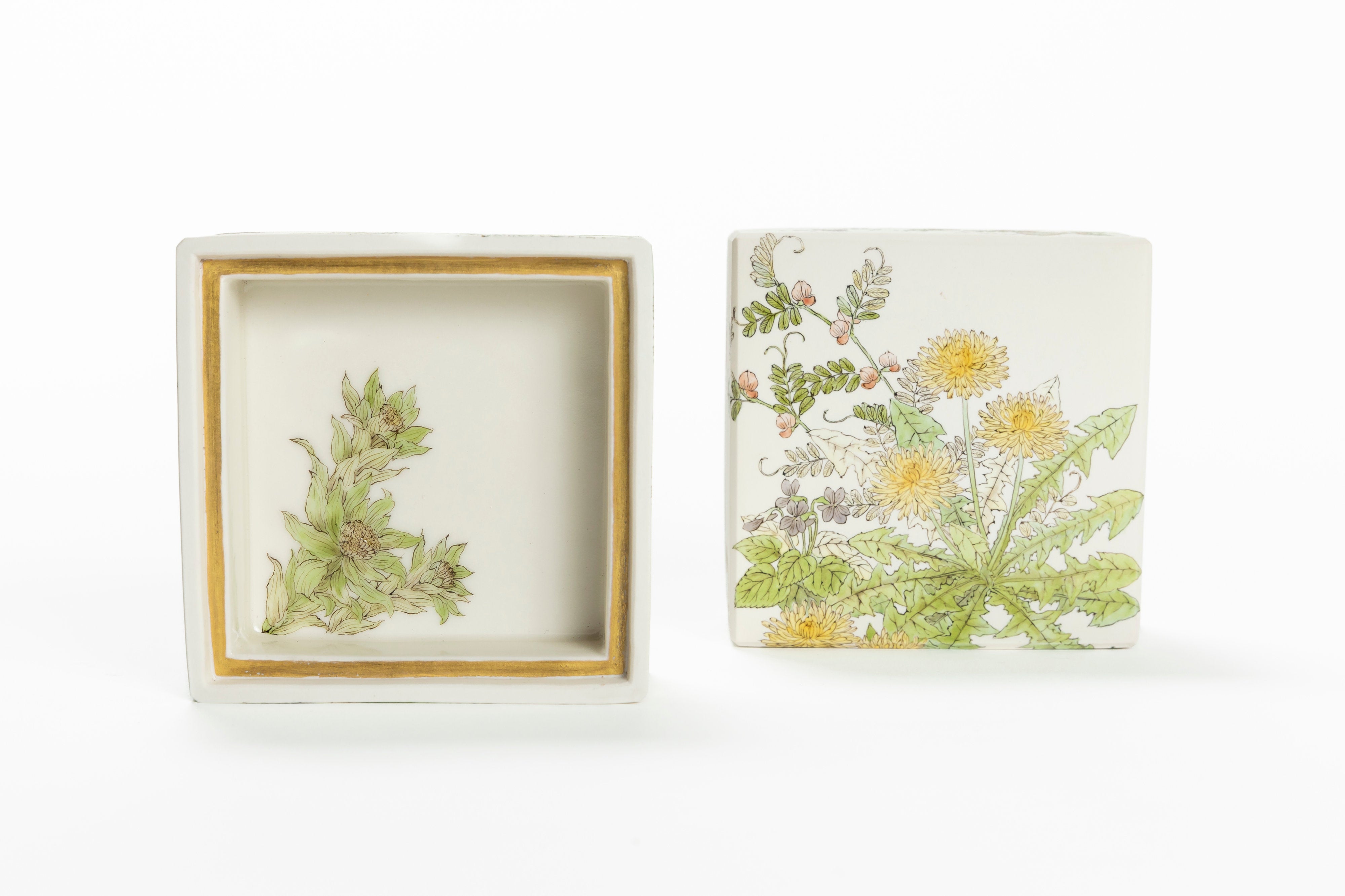 竹内 瑠璃|色絵陶箱「春野に遊ぶ」